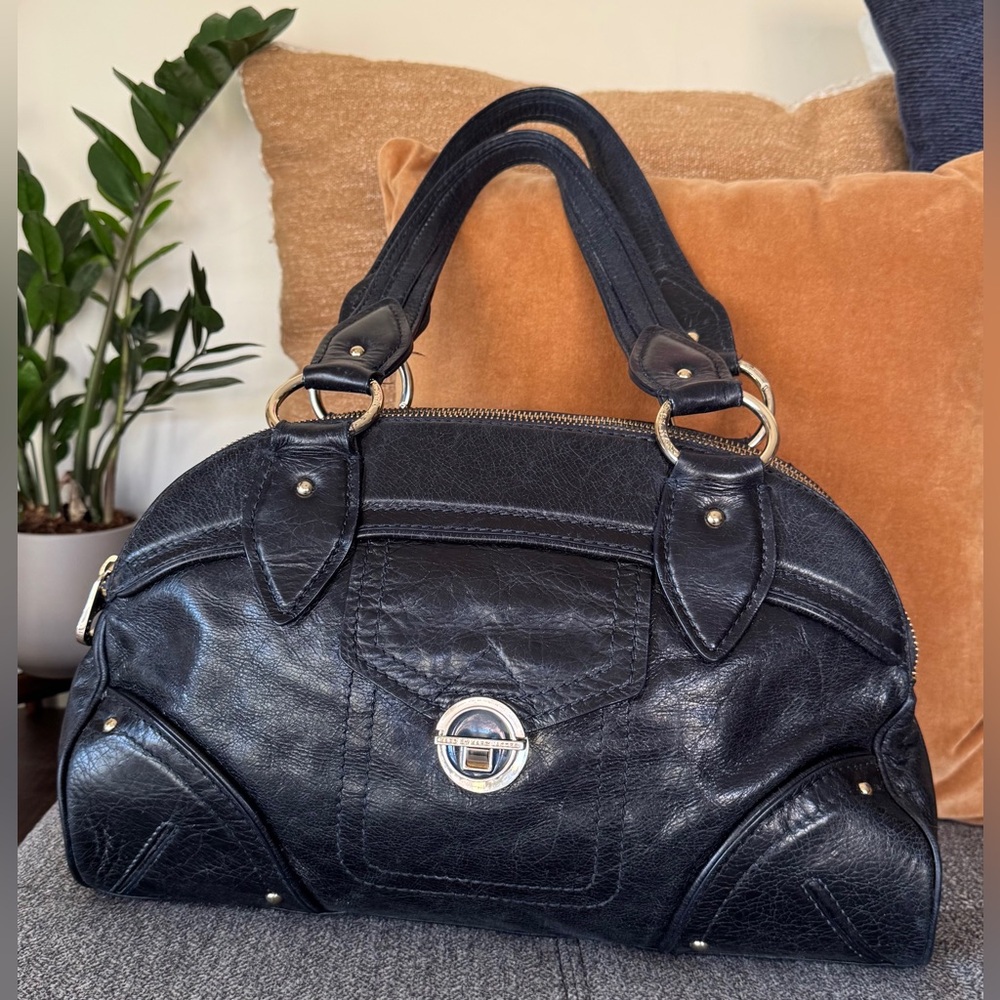 Marc by Marc Jacobs Dark Blue Leather Large Satchel with Silver/gold Hardware - Picture 11 of 15